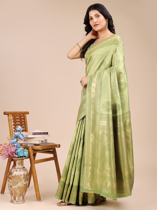 Graceful Light Green Silk Saree – Subtle Sophistication for Every Occasion