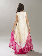 Girls Ethnic motifs woven design Kurta With Salwar & Dupatta