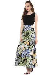 Women's Long Maxi Dress with Tropical Print