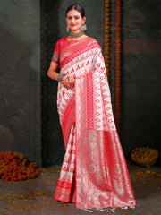 Premium Linen Cotton Saree with Rich Zari Border & Pallu | Lightweight & Elegant | Ideal for Festive & Traditional Occasions | Unstitched Blouse Included