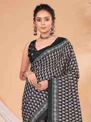Women's Dola Silk DigitalPrint DesignerSaree With Blouse Piece