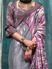 Women's Crepe Printed Designer Saree With Blouse Piece