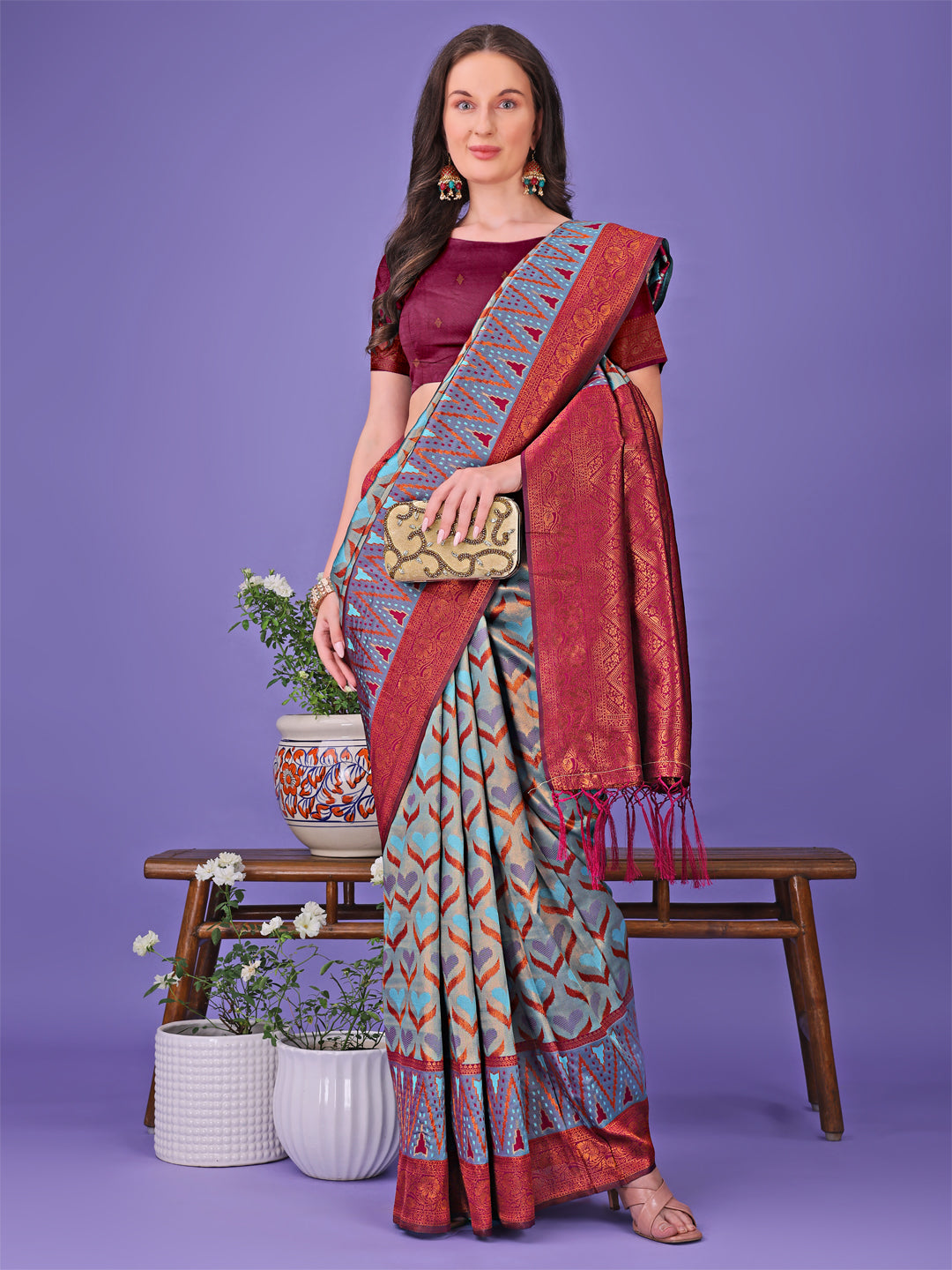 ASTITA - Radiant Lichi Silk Saree - A Touch of Royalty in Every Thread