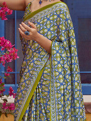 Women's Crepe Printed Designer Saree With Blouse Piece