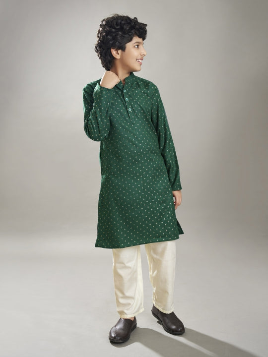Boys Green kurta with a off white pajama 