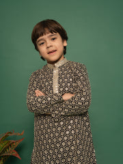 Boys' Black Kurta And Pyjama Set