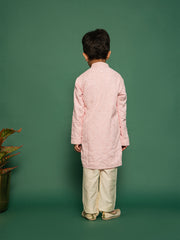Boys' Pink Kurta And Pyjama Set