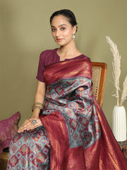 Majestic Red & Teal Silk Saree with Rich Woven Pallu – A Regal Touch for Special Moments
