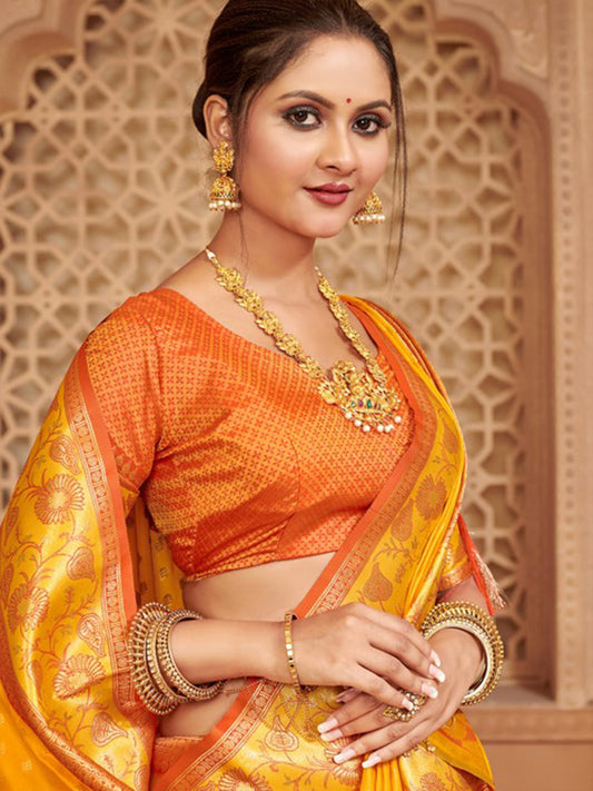 Majestic Yellow Pure Kanjivaram Silk Saree | Bridal Heritage Collection | Limited Edition