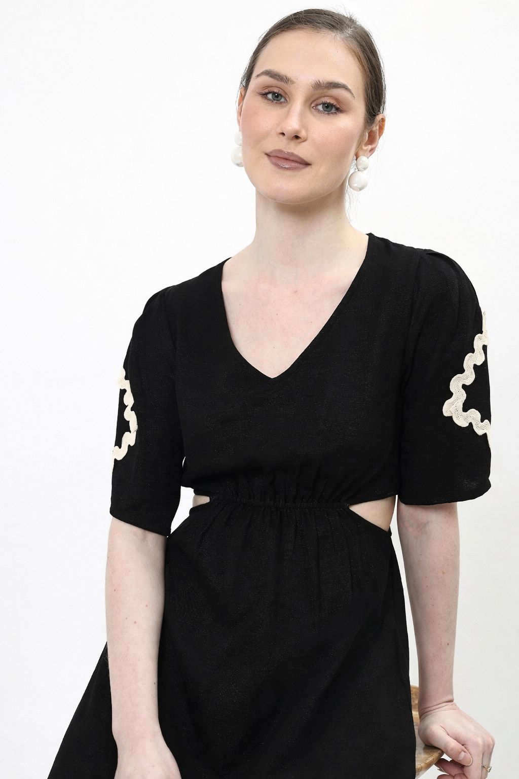 Puff Sleeve Linen A-Line Maxi Dress