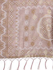 Graceful Beige & Coral Linen Cotton Saree – Lightweight Elegance for Modern Women