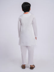 Men's White Cotton Kurta And Pyjama And Dupatta Set