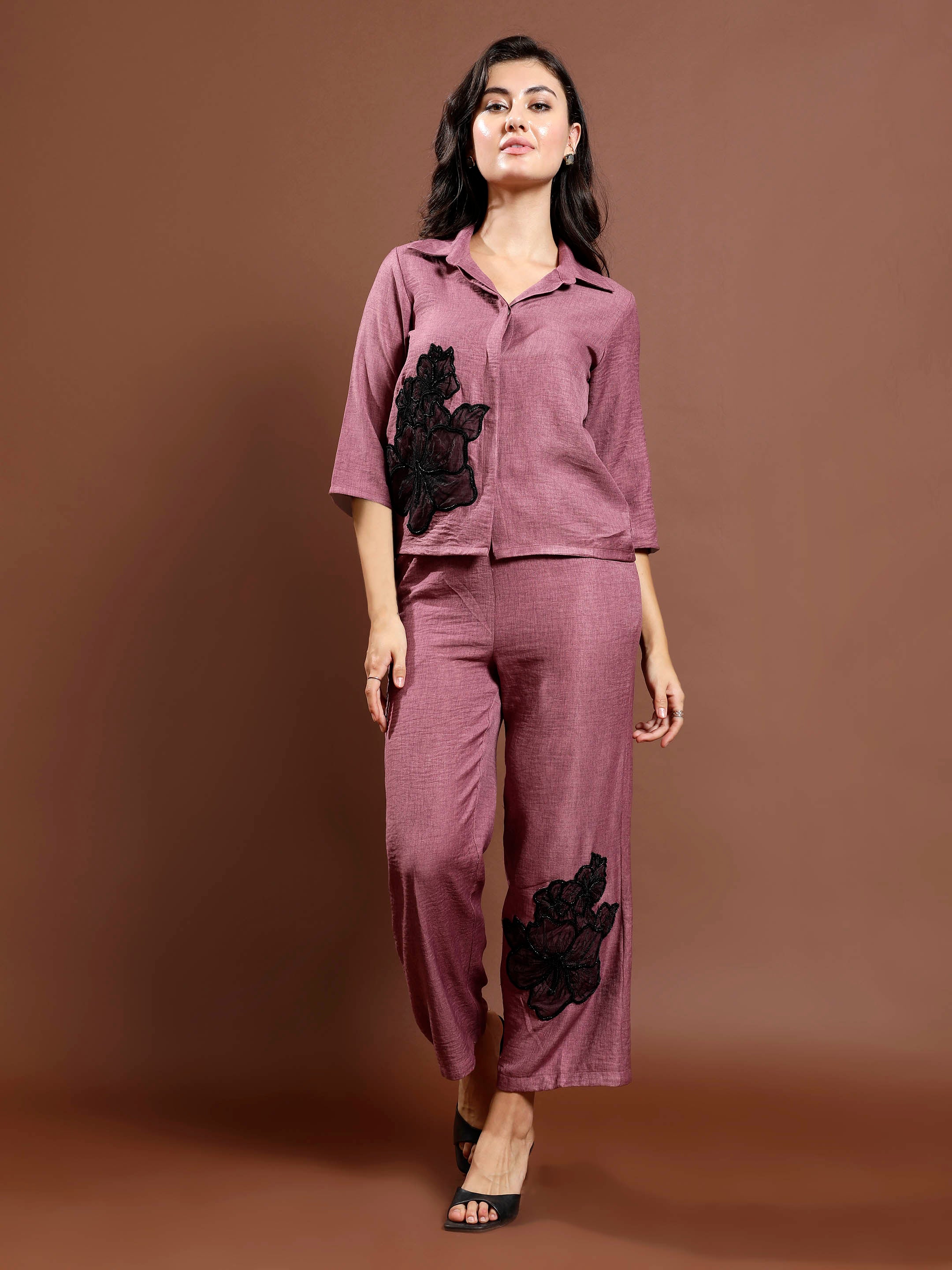 Floral Patchwork Linen Shirt & Trousers