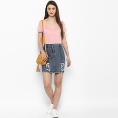 Women's Denim Skirt with White Tie Up