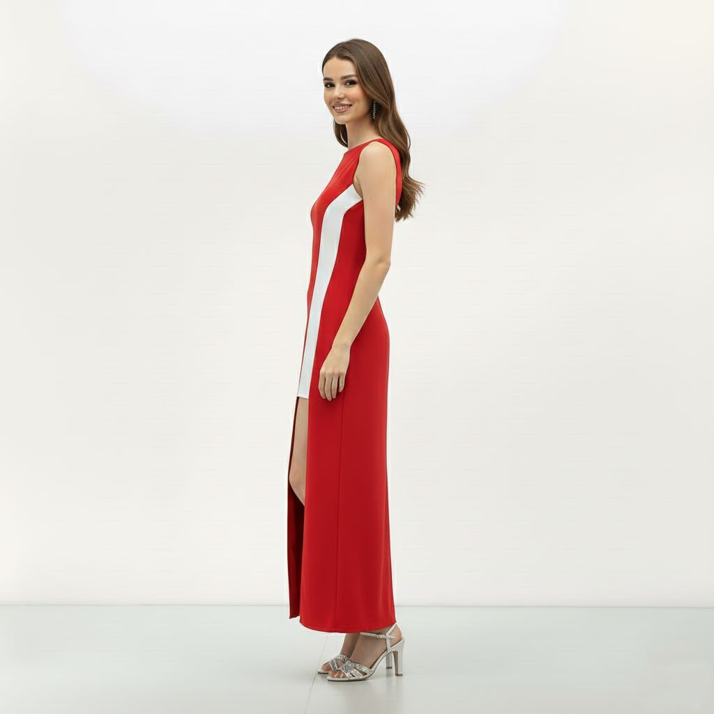 Red-White Cocktail Dress-ADR-19820