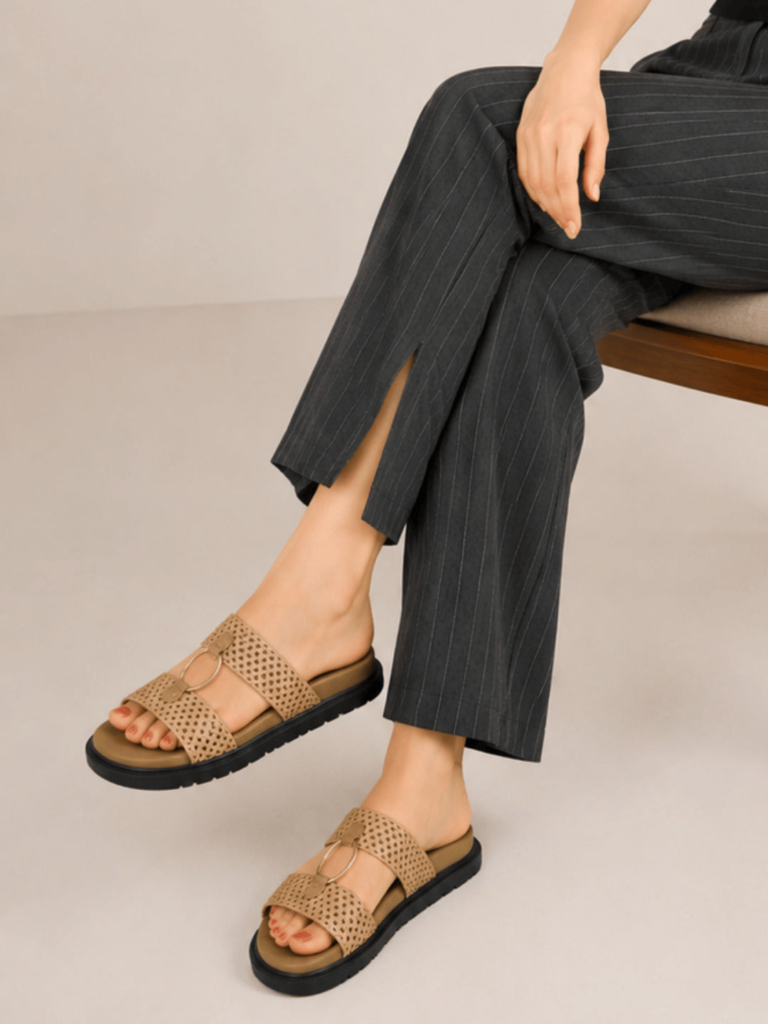 Casual Fashion Open Back Flatform Sandals 1 inch Heels