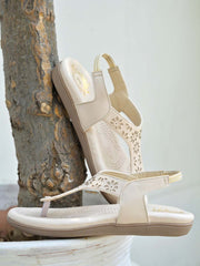 Slingback Cream Flat Sandals For Women & Girls