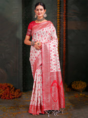 Premium Linen Cotton Saree with Rich Zari Border & Pallu | Lightweight & Elegant | Ideal for Festive & Traditional Occasions | Unstitched Blouse Included