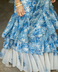 Seashell Cream Ruffle Saree with Blouse