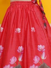 Girls Red Ready to wear Choli & Lehenga with Dupatta