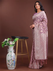Elegant Sea Green Linen Cotton Saree with Silver Zari – Perfect Blend of Comfort & Charm