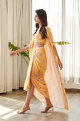 Jasmine Yellow Bralette, Skirt & Cape Set