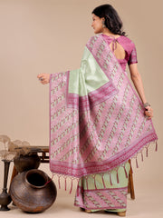 Radiant Sky Blue Silk Saree with Pink & Blue Floral Pattern – Perfect for Weddings & Festive Glamour