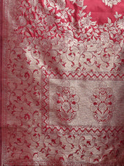 Emerald Banarasi Silk Saree with Zari Floral Work - Elegance Woven in Every Thread
