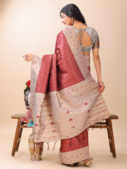 Graceful Blue & Beige Lichi Silk Saree with Elegant Woven Pallu – Timeless Beauty for Every Occasion