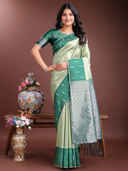 Orange & Maroon Lichi Silk Saree with Rich Zari Pallu & Tassels – Soft Festive Wear Saree for Women