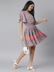 Women's Floral Printed Fit and Flare Dress