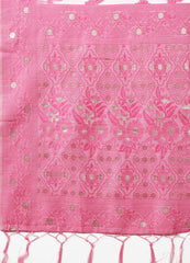 Banarasi Cotton Saree with Floral Zari Work and Traditional Pallu - Elegant Ethnic Wear for Festivals & Ceremonies