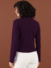 Women Ribbed Polo Collar T-shirt