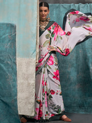 Women's Crepe Printed Designer Saree With Blouse Piece