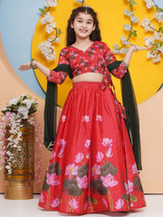 Girls Red Ready to wear Choli & Lehenga with Dupatta
