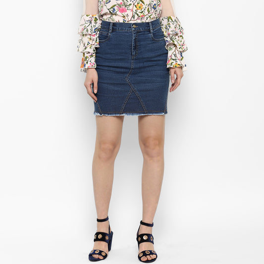 Women's Denim Skirt with Stitch Detail