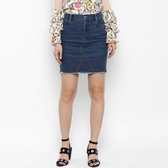 Women's Denim Skirt with Stitch Detail