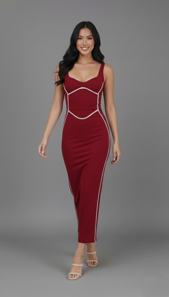 Maroon Bodycon Dress-ADR-19816