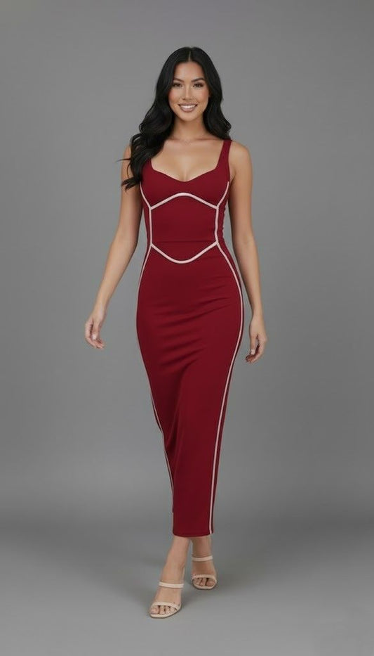 Maroon Bodycon Dress-ADR-19816