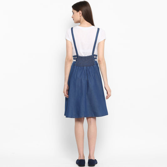 Women's Denim Dress with Thin Strap Detail