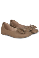 Beige Casual Ballerinas Square Toe Slip-On Flats