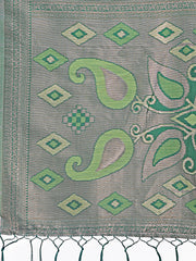 Stylish Green Linen Cotton Saree with Woven Design – Lightweight Elegance for Everyday Grace