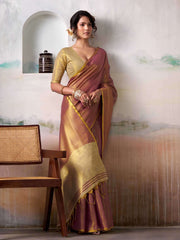 Light Tissue Silk Saree with Border - Classic Ethnic Grace