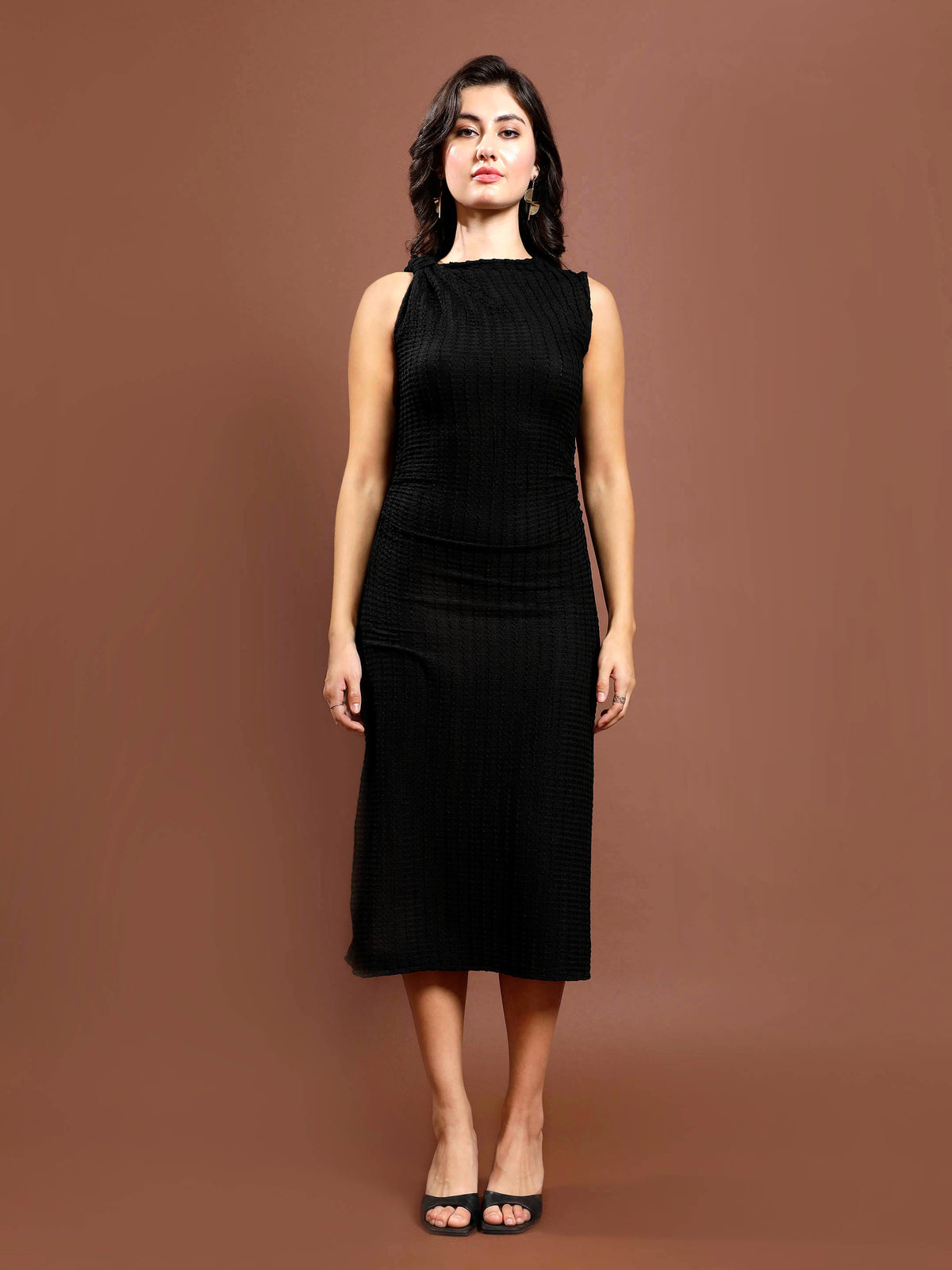 Women's Solid Bodycon Midi Dress