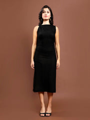 Women's Solid Bodycon Midi Dress