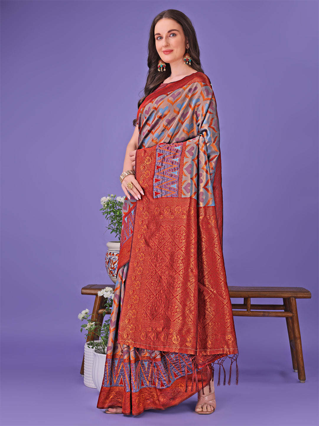 ASTITA - Radiant Lichi Silk Saree - A Touch of Royalty in Every Thread