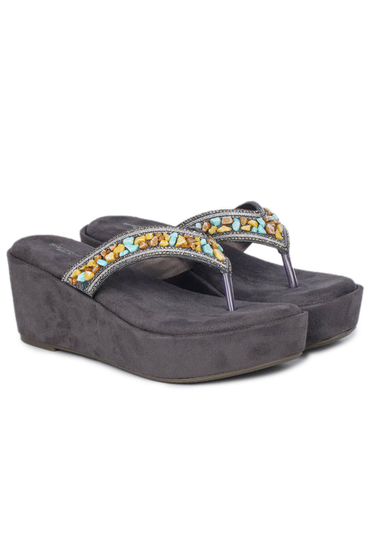 Casual Fashion Sandals 3 Inches Wedge Open Back Round Toe Heels