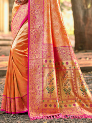 Traditional Kanjivaram Silk Saree in Yellow with Grand Zari Pallu and Matching Blouse
