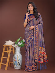 Fiery Red Banarasi Silk Saree with Gold Zari and Colorful Pallu – Perfect for Bridal, Wedding & Festive Glamour