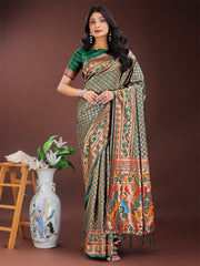Vibrant Copper & Blue Banarasi Silk Saree with Colorful Pallu – Perfect Blend of Tradition and Festive Elegance